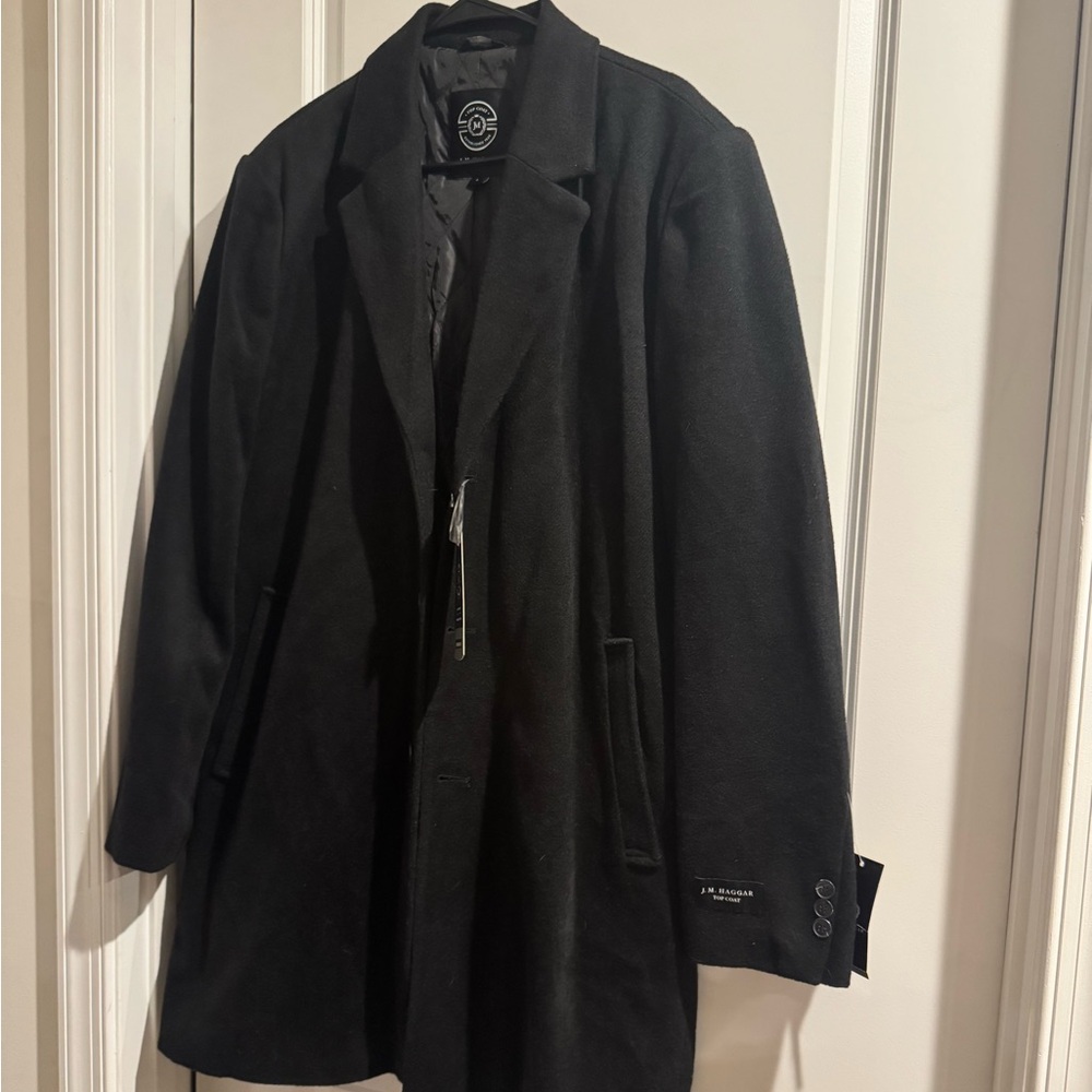 Haggar Men's Classic Black Top Coat Size Large